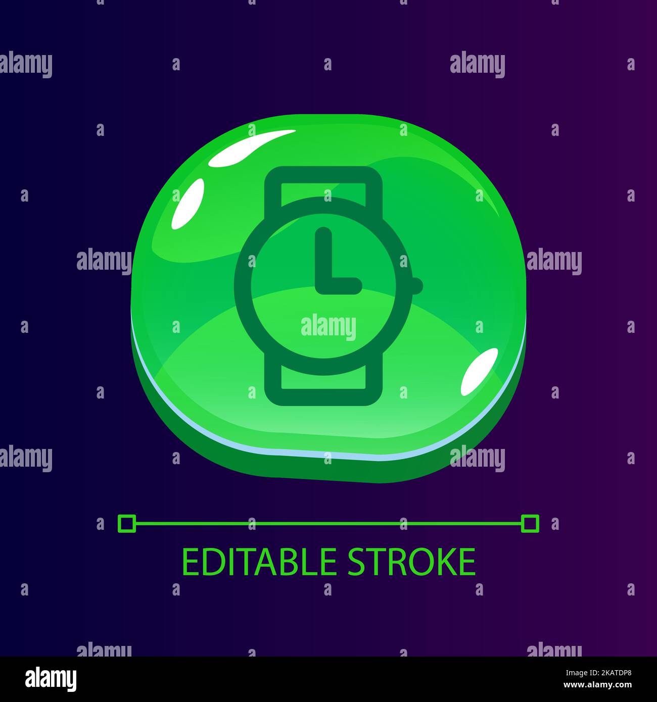 Wristwatch glossy ui button with linear icon Stock Vector