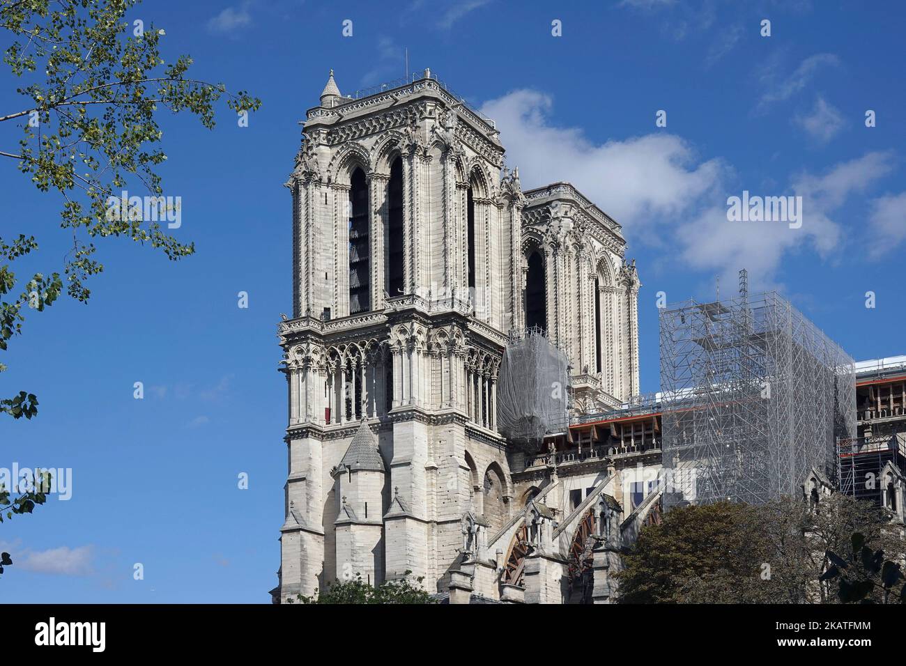 France Paris, Notre Dame de Paris Cathedral -  The cathedral was consecrated to the Virgin Mary and is considered to be one of the finest examples of Stock Photo