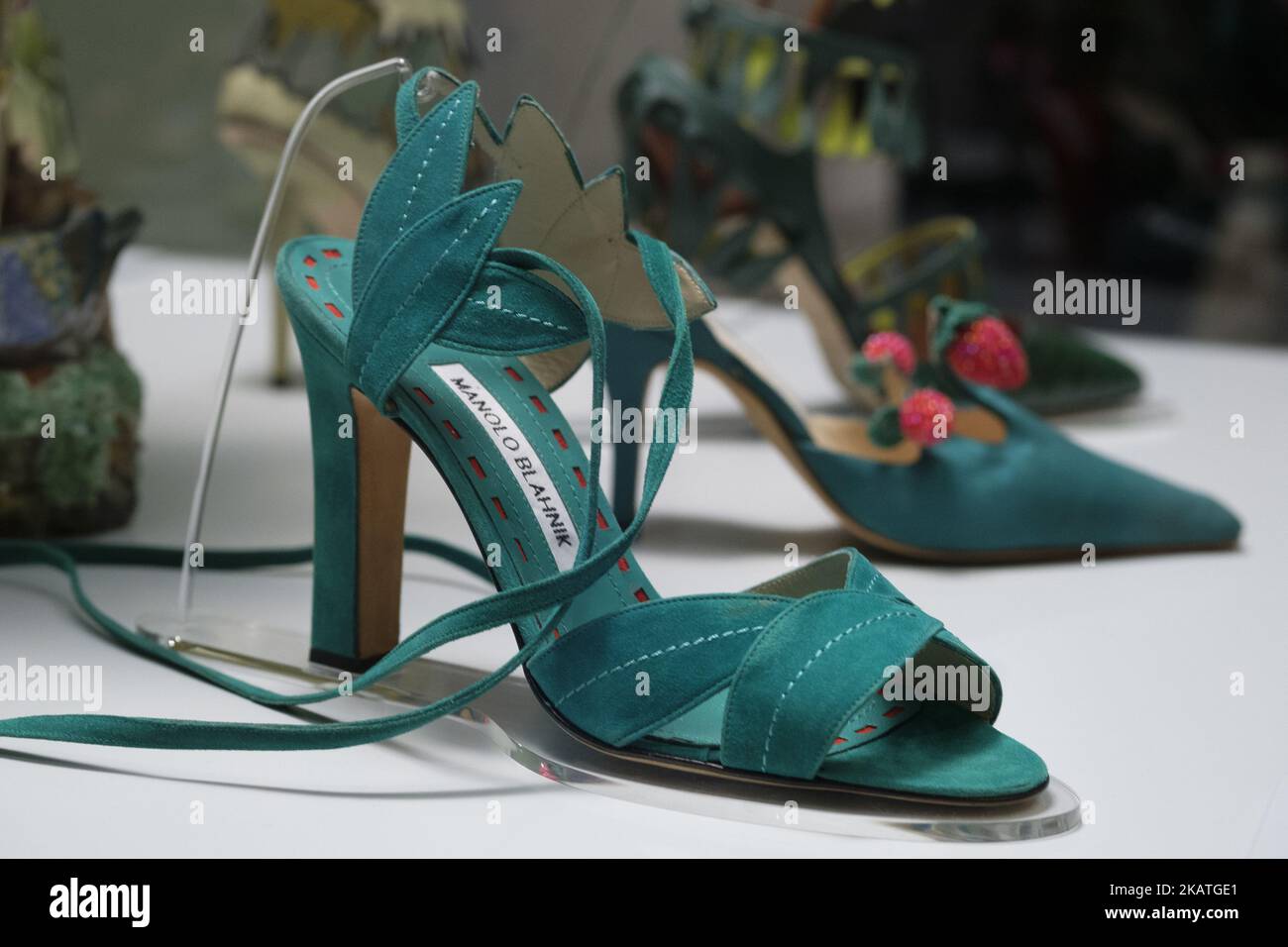 View of a creation by Spanish designer Manolo Blahnik during the exhibition  'The Art of Shoes' presented by the artist himself at the Museum of  Decorative Arts in Madrid, Spain, 27 November