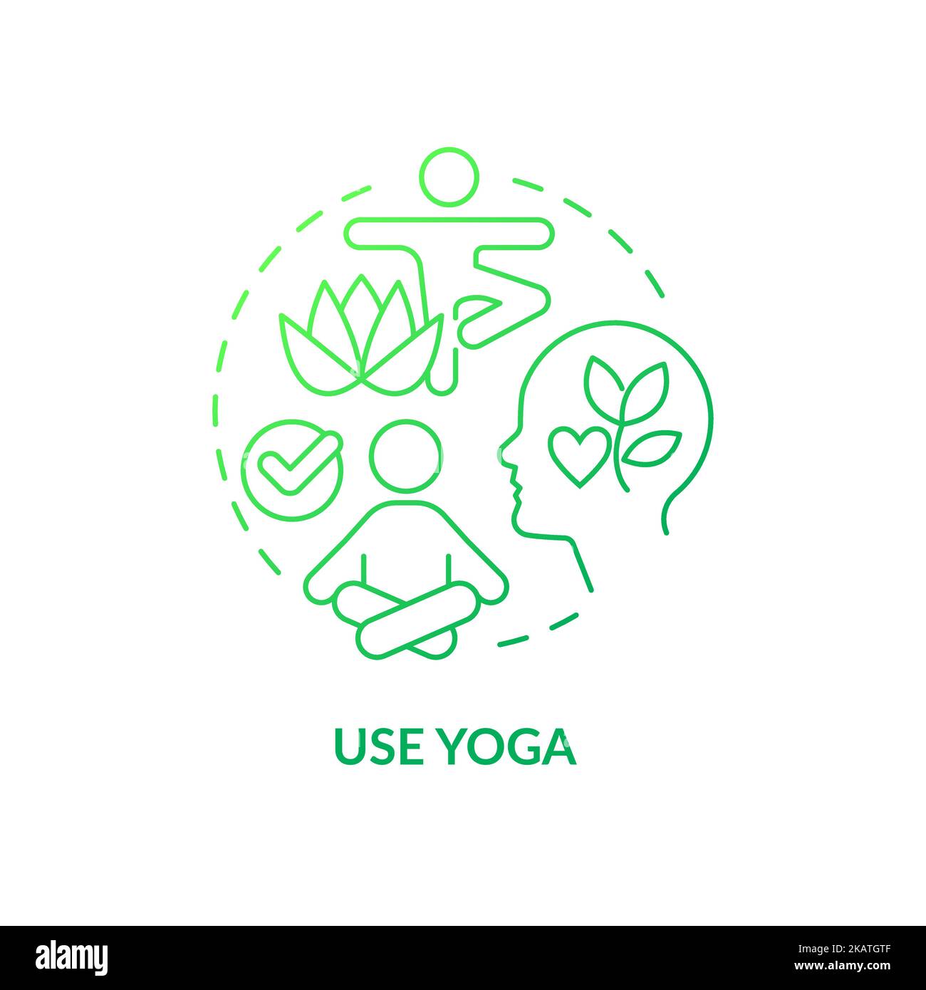 Use yoga at workplace green gradient concept icon Stock Vector