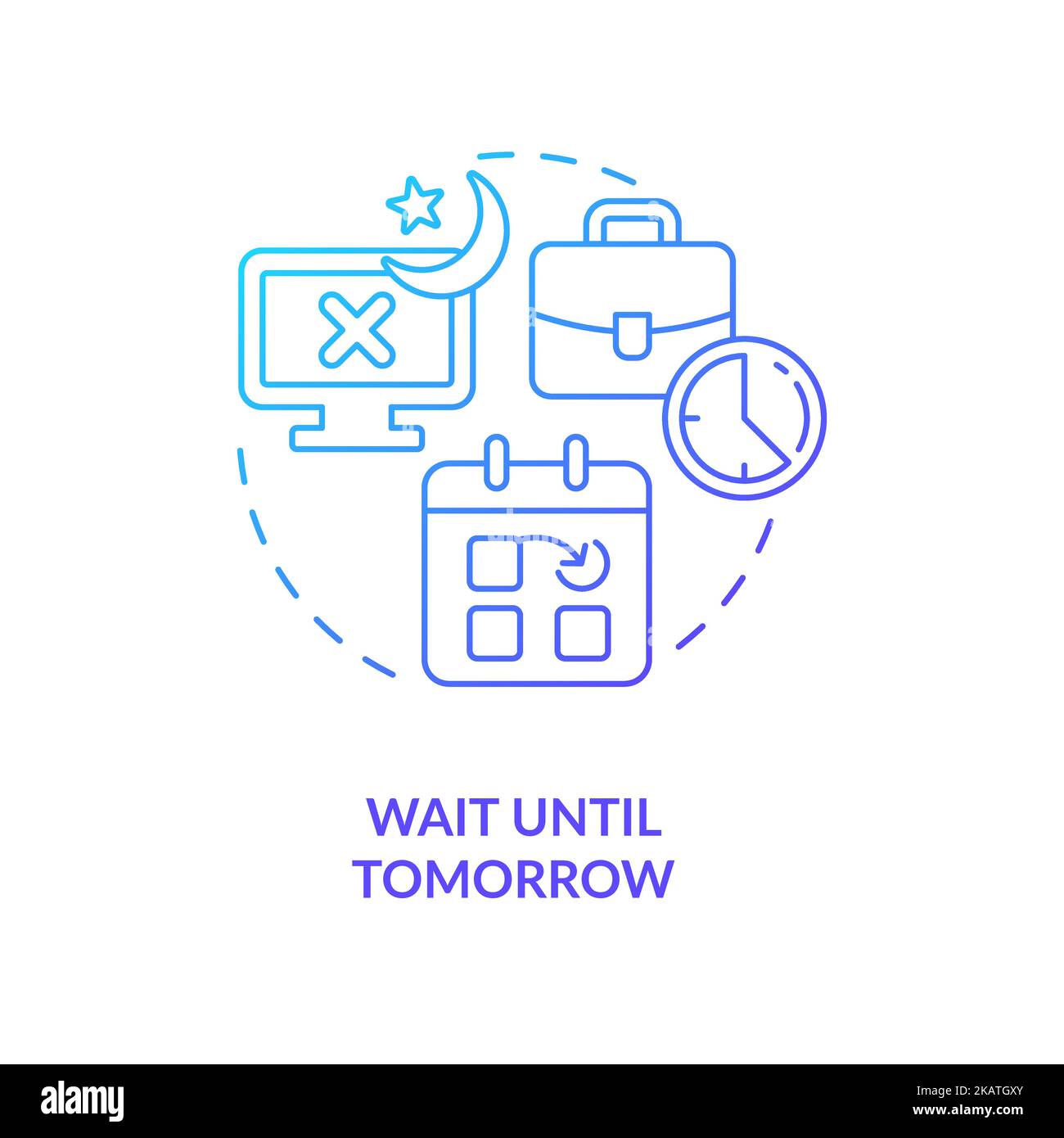 Wait until tomorrow blue gradient concept icon Stock Vector Image & Art