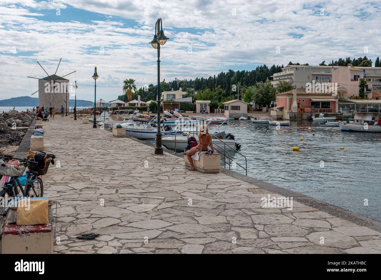 Anemomilos Windmill, opposite the Mon Repos Palace hotel, Corfu. Stock Photo