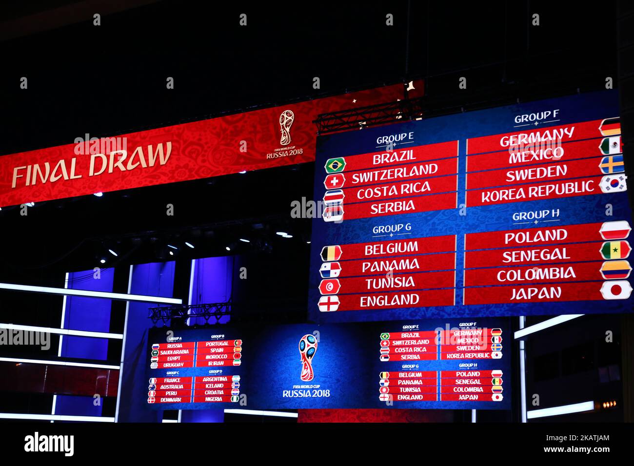 A general view during the Final Draw for the 2018 FIFA World Cup Russia at the State Kremlin Palace on December 1, 2017 in Moscow, Russia. (Photo by Igor Russak/NurPhoto) Stock Photo