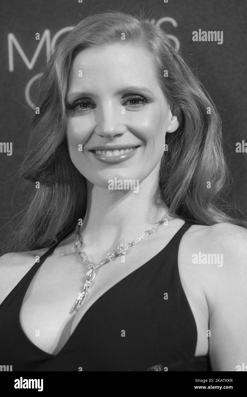 US actress Jessica Chastain poses during a photocall premier of film MOLLYS GAME at Cinesa Capitol in Madrid, Spain on December 4, 2017. (Photo by Oscar Gonzalez/NurPhoto) Stock Photo