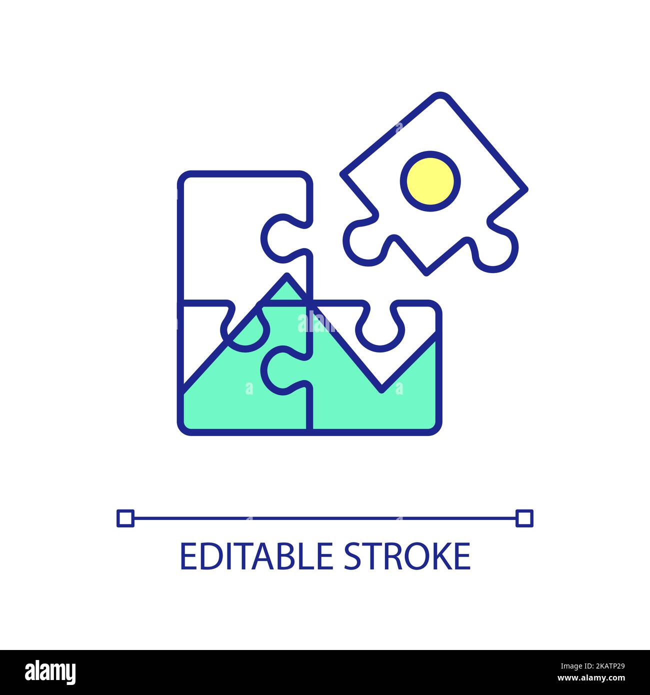 Jigsaw puzzle assembling RGB color icon Stock Vector