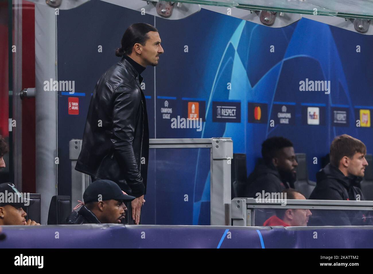 Milan, Italy. 02nd Nov, 2022. Zlatan Ibrahimovic of AC Milan during UEFA Champions League 2022/23 Group Stage - Group E football match between AC Milan and FC Red Bull Salzburg at Giuseppe Meazza Stadium. Final score; Milan 4 - 0 Salzburg Credit: SOPA Images Limited/Alamy Live News Stock Photo