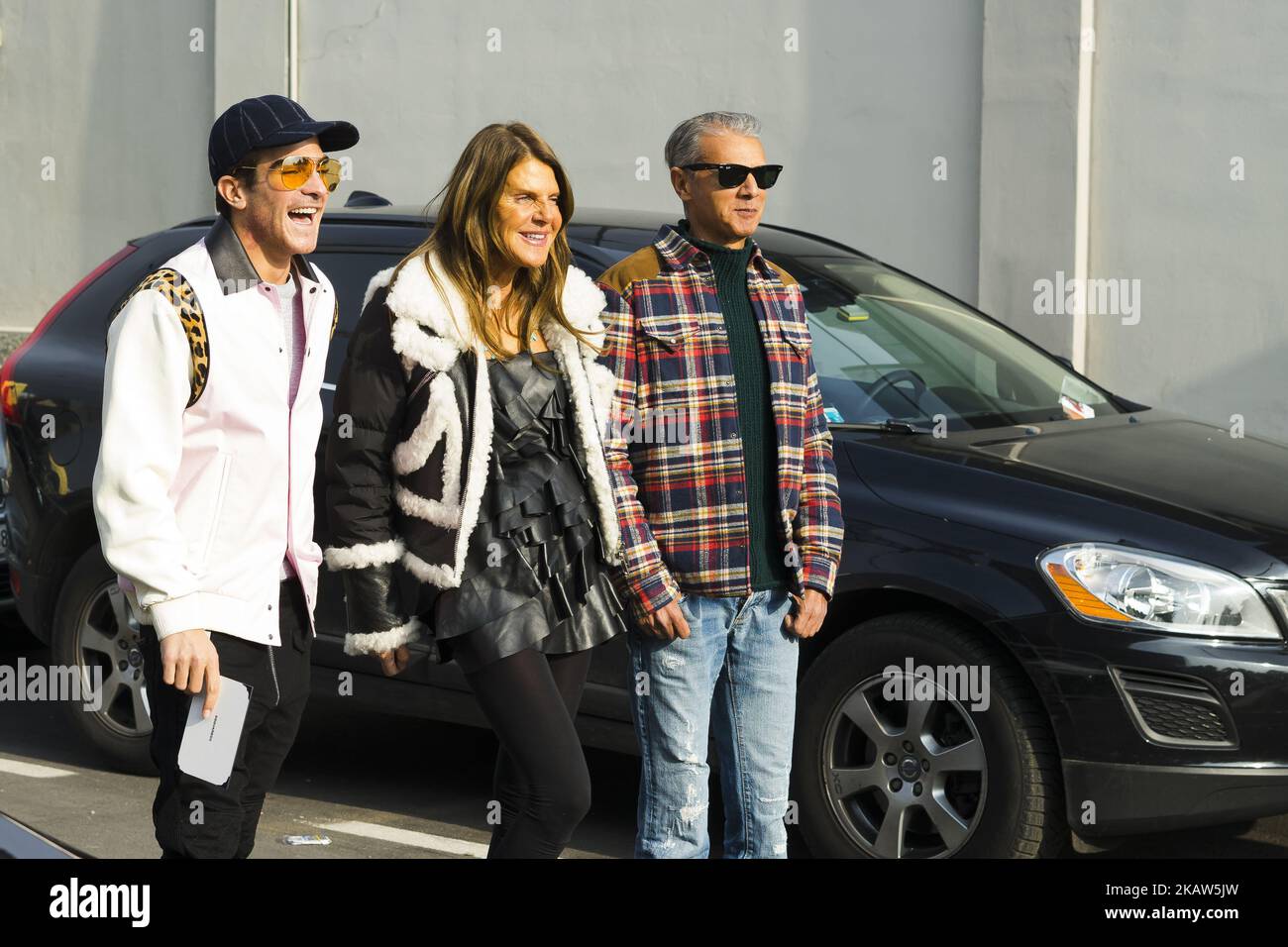 Angelo Gioia and Anna dello Russo is seen outside DSquared2 during Milan Men's Fashion Week Fall/Winter 2018/19 on January 14, 2018 in Milan, Italy. (Photo by Nataliya Petrova/NurPhoto) Stock Photo