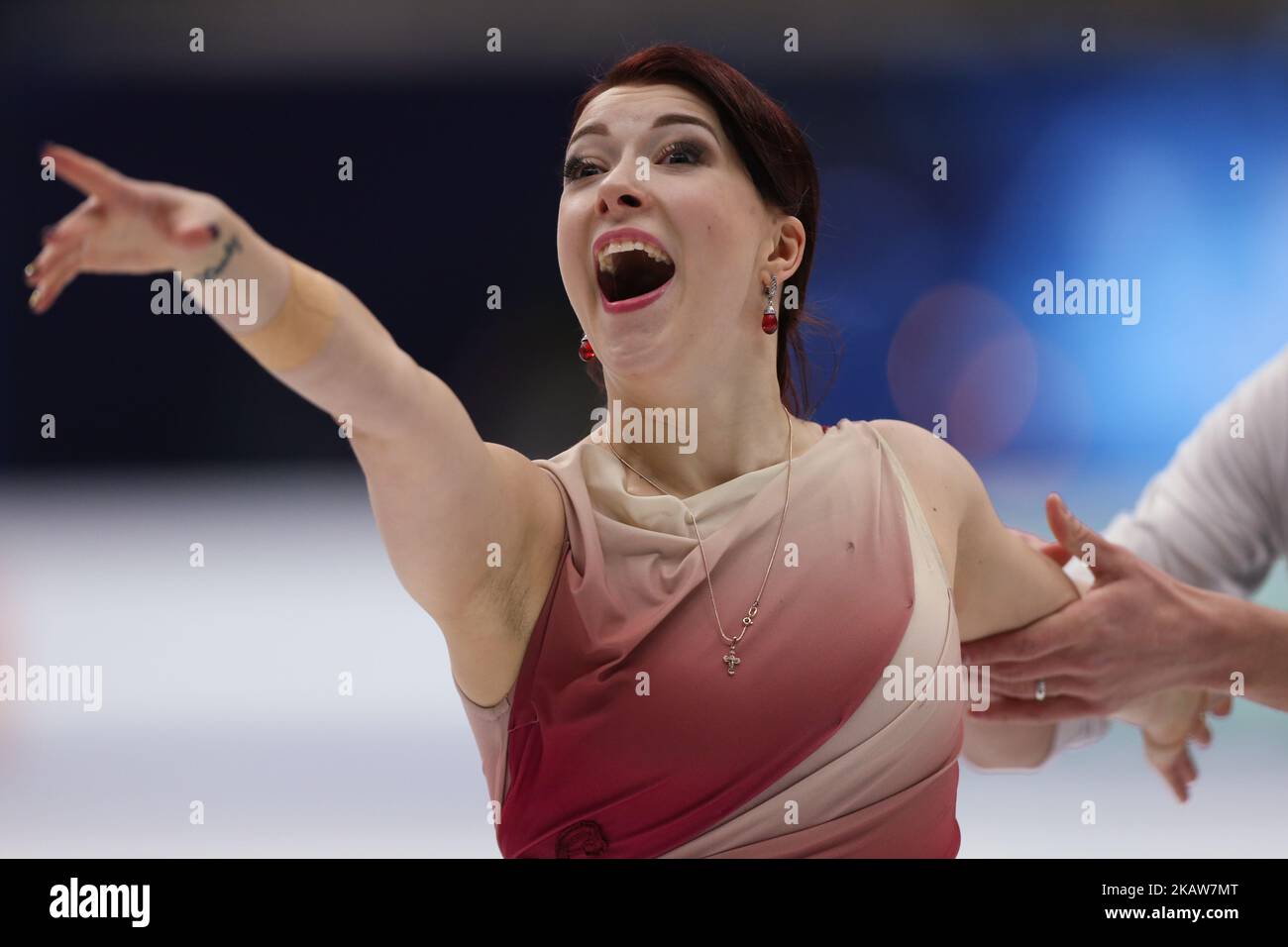 Ekaterina Bobrova of Russia perform during an ice dance free dance event at the 2018 ISU European Figure Skating Championships, at Megasport Arena in Moscow, on January 20, 2018. (Photo by Igor Russak/NurPhoto) Stock Photo