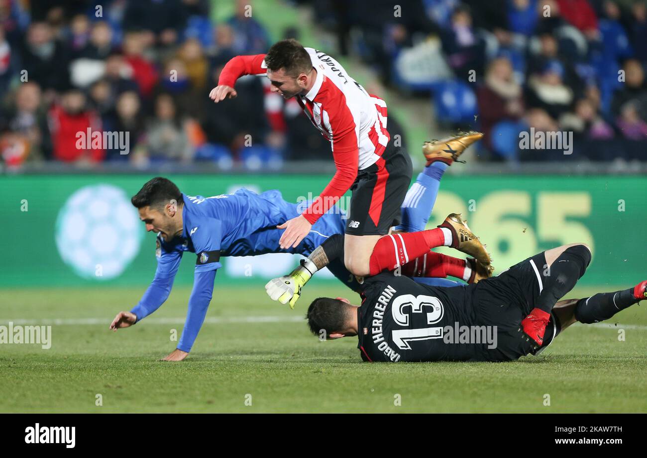 Goalkeeper Iago Herrerin of Athletic Club in action during the La Liga match between Getafe and Athletic Club at Coliseum Alfonso Perez on January 19, 2018 in Getafe, Spain. (Photo by Raddad Jebarah/NurPhoto) Stock Photo