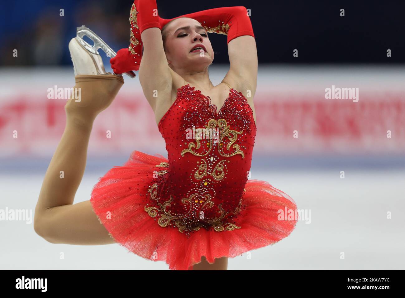 Figure skater Alina Zagitova of Russia performs during the ladies' free