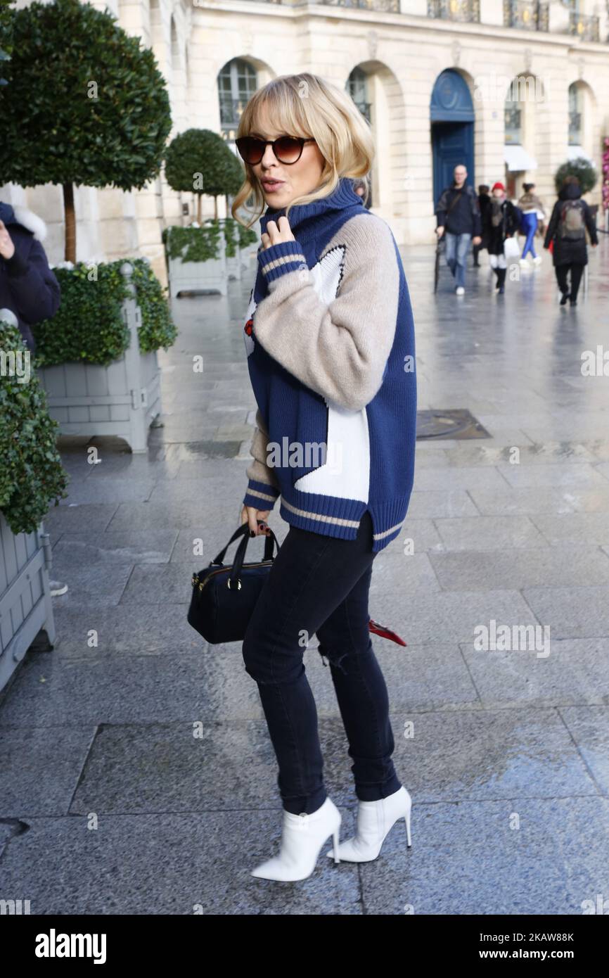 Kylie Minogue seen leaving the Cafe Flore in Paris, France, on January
