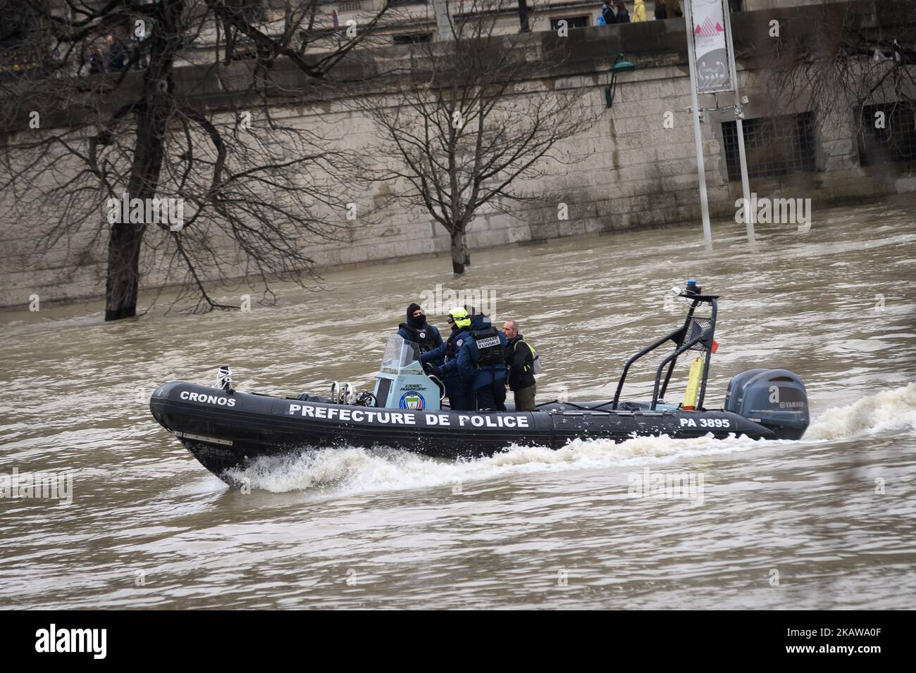 River police brigade on the flooded Seine river in Paris, France, on 25 ...