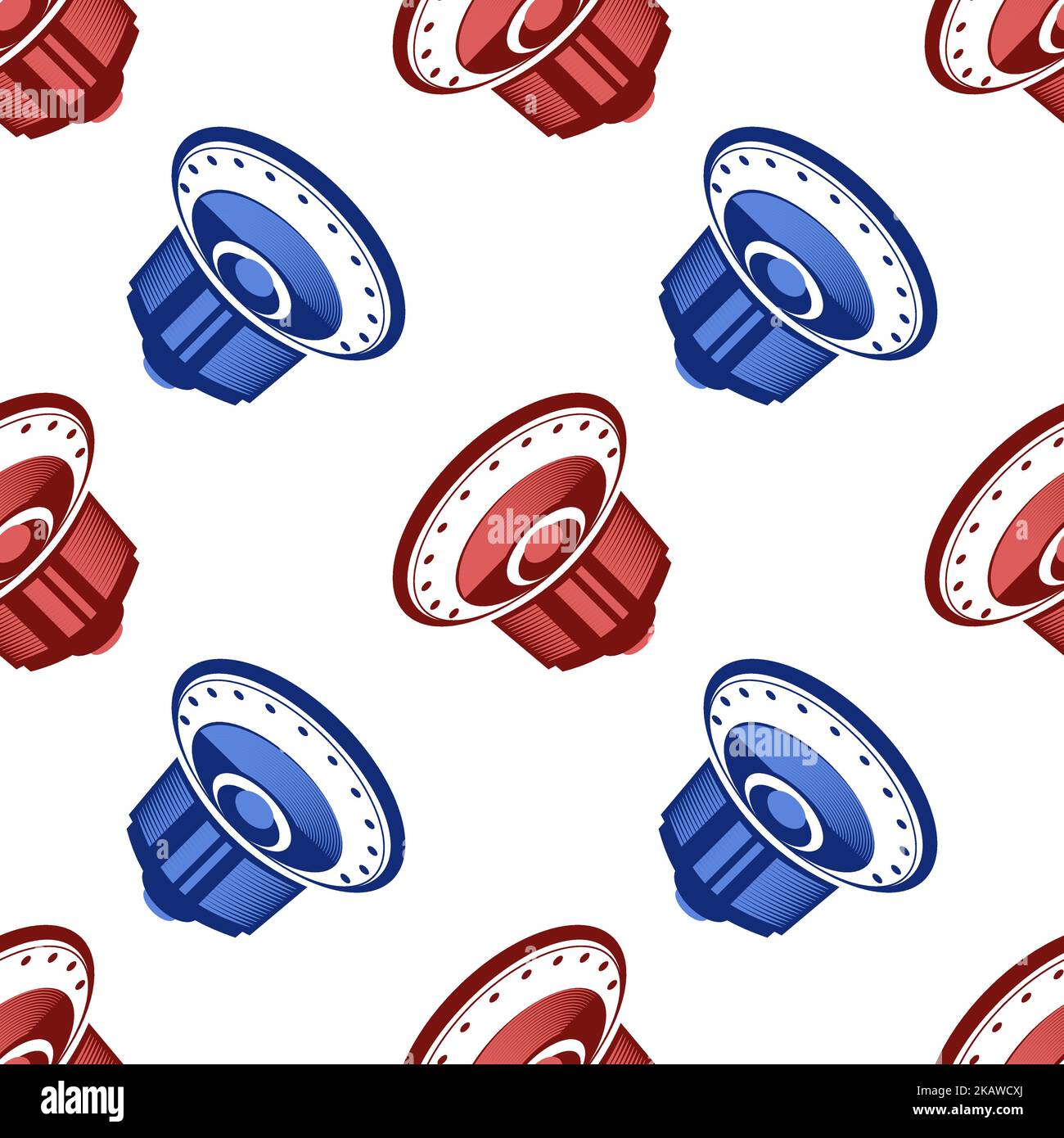 Musical Subwoofer Icon Seamless Pattern Isolated on White Background Stock Vector