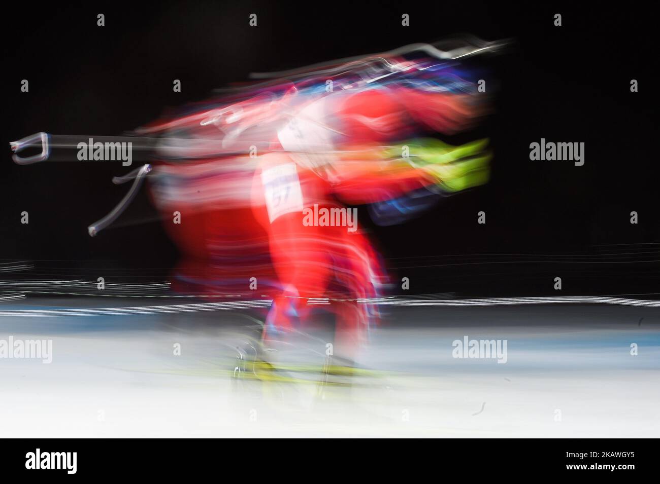 Matej Kazar of Slovakia at Mens 10 kilometre sprint Biathlon at olympics at Alpensia biathlon stadium, Pyeongchang, South Korea on February 11, 2018. (Photo by Ulrik Pedersen/NurPhoto) Stock Photo