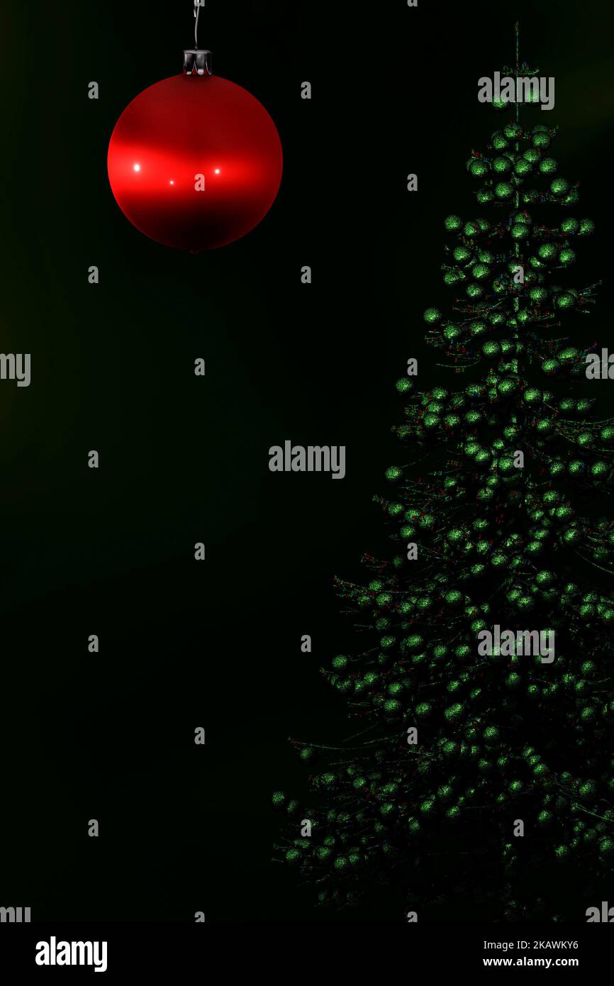 Abstract Christmas tree isolated on black background. 3D render ...