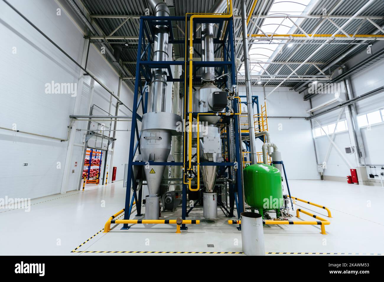 Large modern industrial automated coffee processing plant Stock Photo
