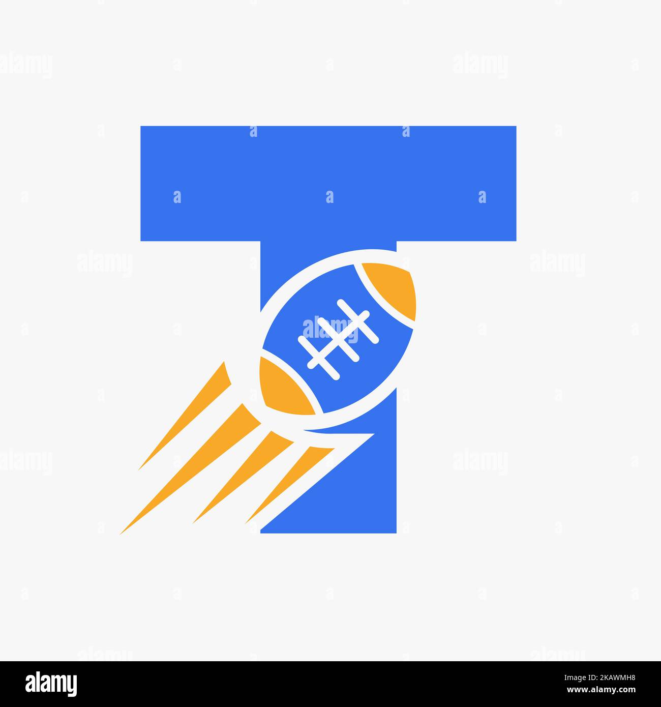Letter T Rugby Logo Concept With Moving Rugby Ball Icon. Rugby Sports ...