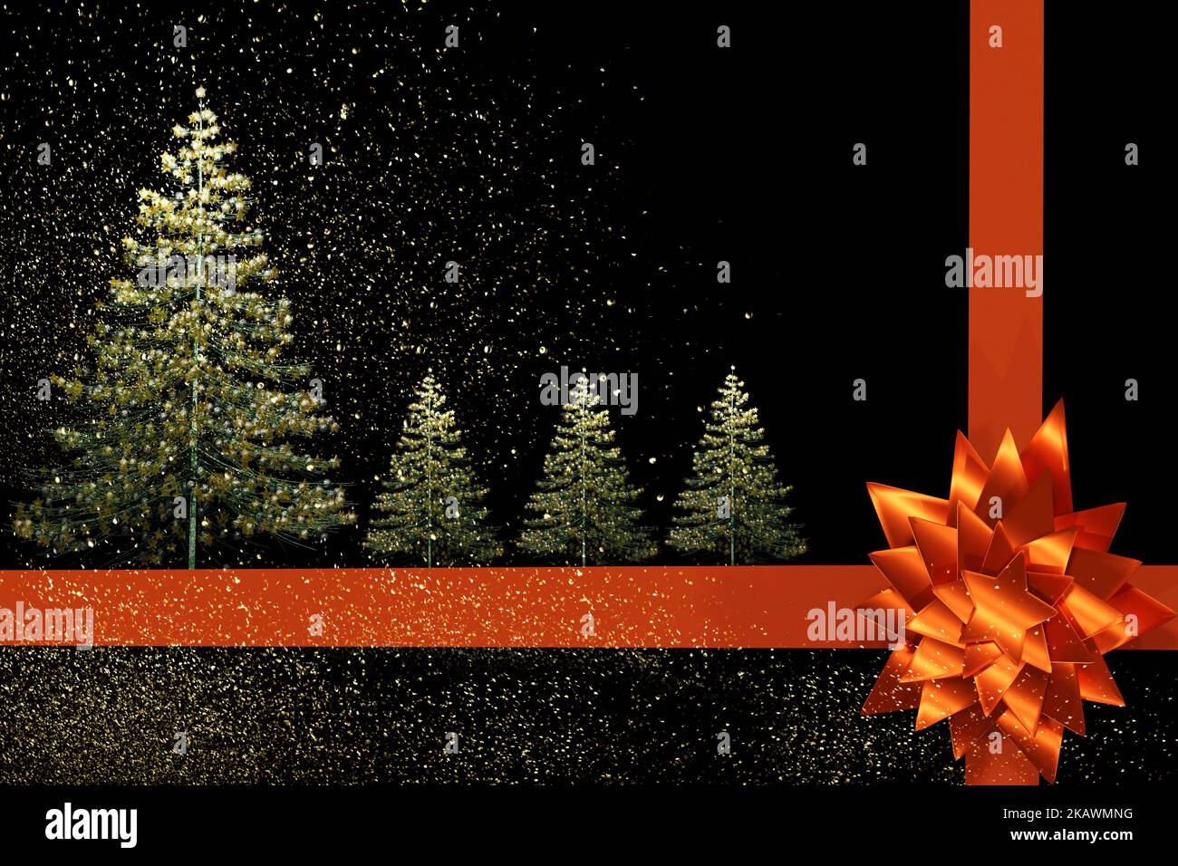 Abstract Christmas tree isolated on black background. 3D render