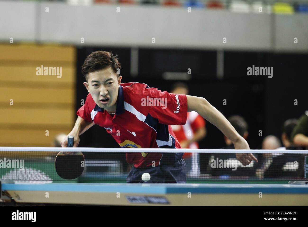 USA faces Honk Kong on the first day of ITTF Team Table Tennis World Cup on February 22, 2018 in Olympic Park in London. 12 teams compete in the tournament. (Photo by Dominika Zarzycka/NurPhoto) Stock Photo