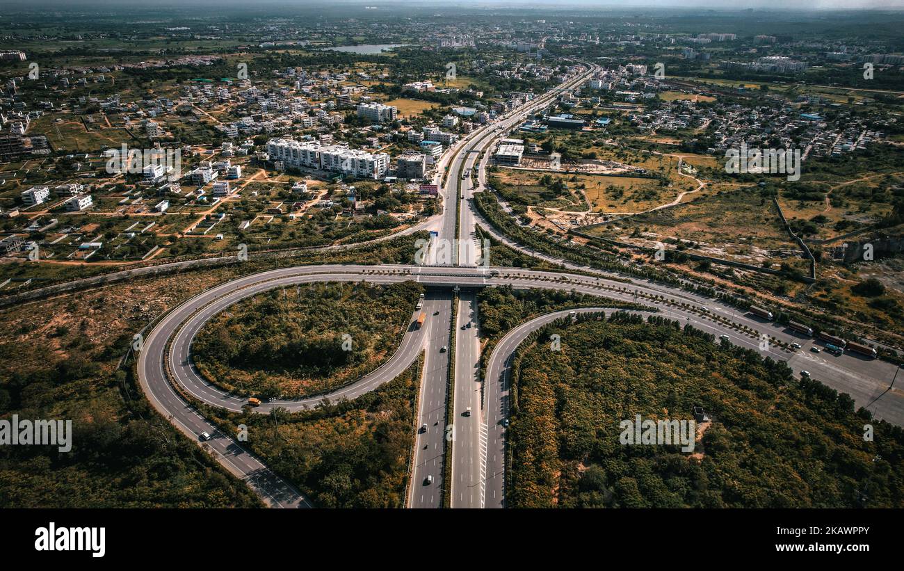 An aerial view of the highway in the city Stock Photo - Alamy