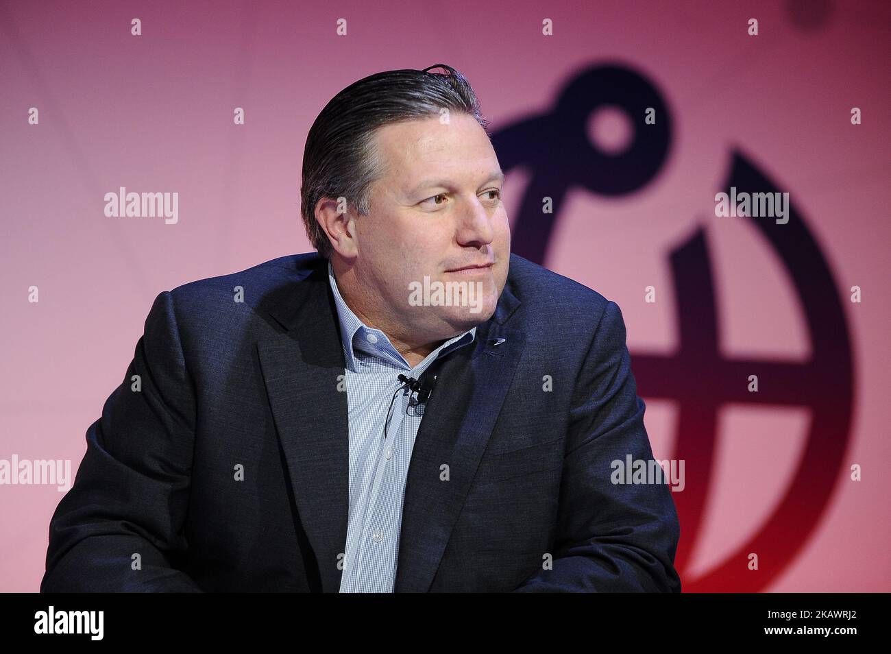 Zak Brown, Executive Director of McLaren Technology Group, speaking during The Fourth industrial Revolution conference, at Mobile World Congress day 2, on February 27, 2018 in Barcelona, Spain. (Photo by Joan Cros/NurPhoto) Stock Photo