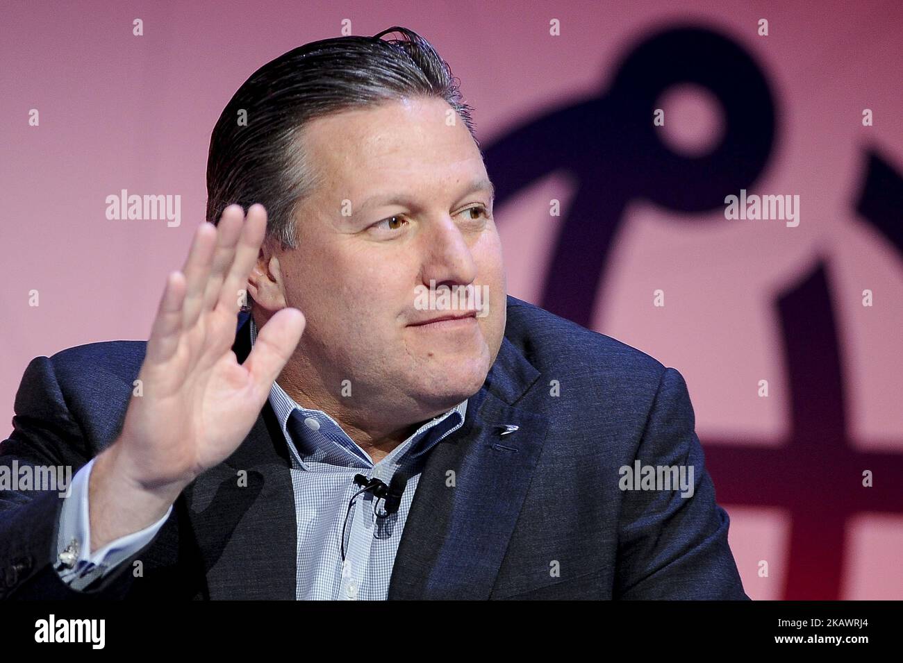 Zak Brown, Executive Director of McLaren Technology Group, speaking during The Fourth industrial Revolution conference, at Mobile World Congress day 2, on February 27, 2018 in Barcelona, Spain. (Photo by Joan Cros/NurPhoto) Stock Photo