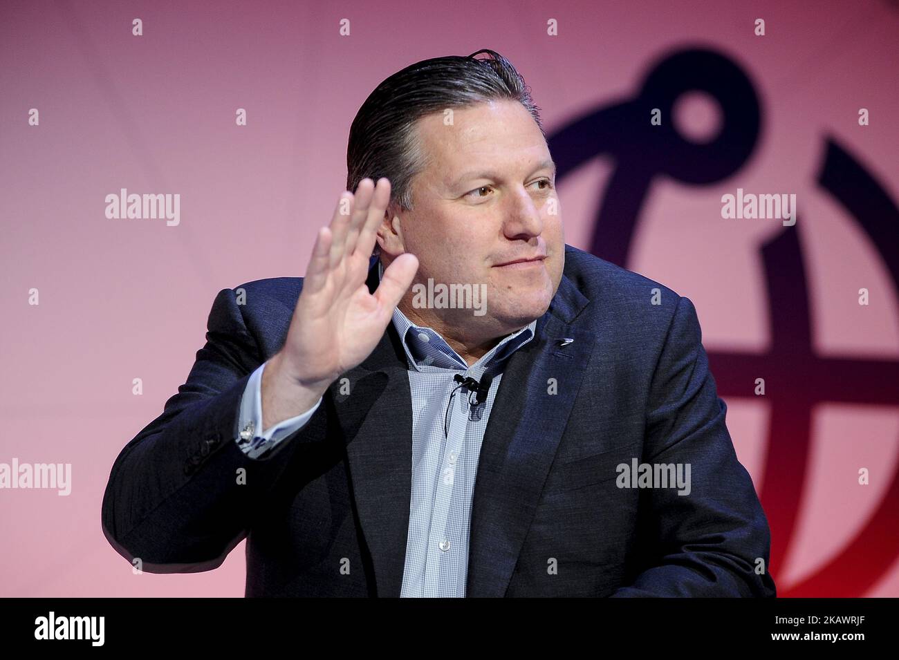 Zak Brown, Executive Director of McLaren Technology Group, speaking during The Fourth industrial Revolution conference, at Mobile World Congress day 2, on February 27, 2018 in Barcelona, Spain. (Photo by Joan Cros/NurPhoto) Stock Photo
