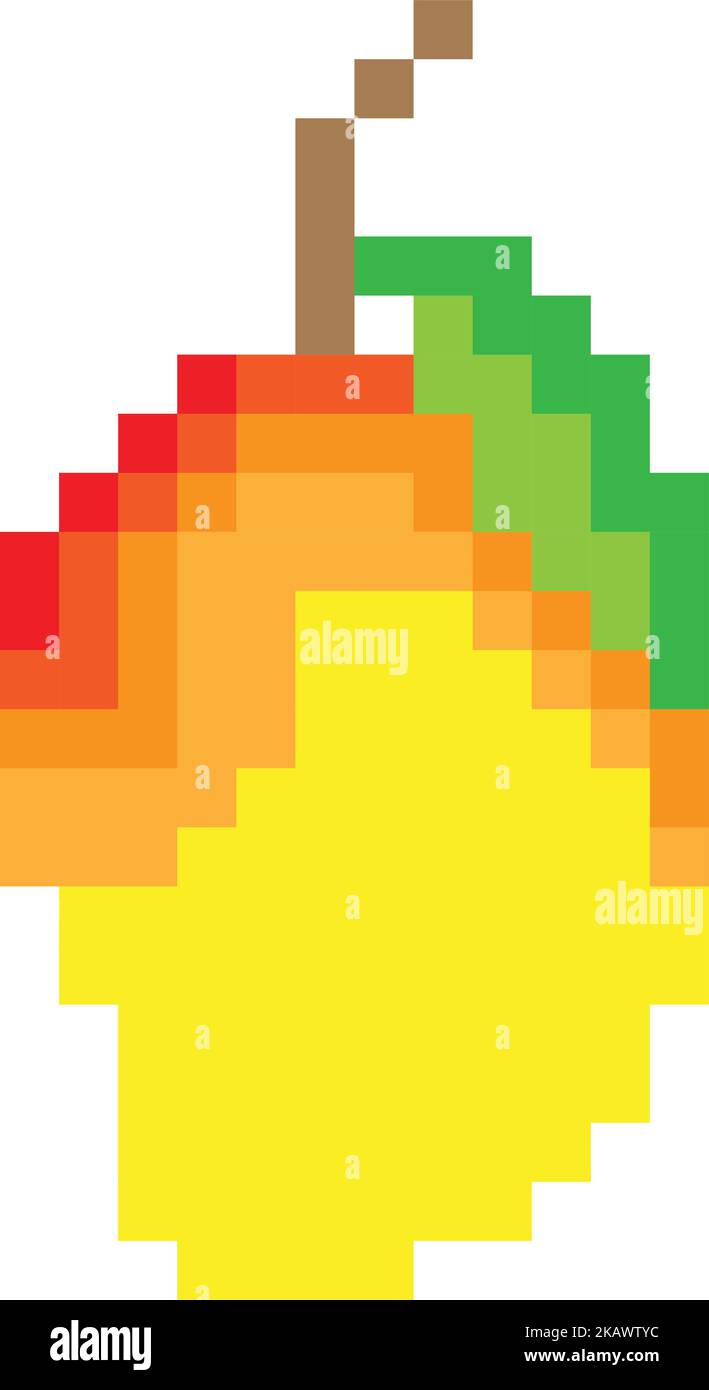 A yellow and orange mango pixel art vector illustration, clipart on a