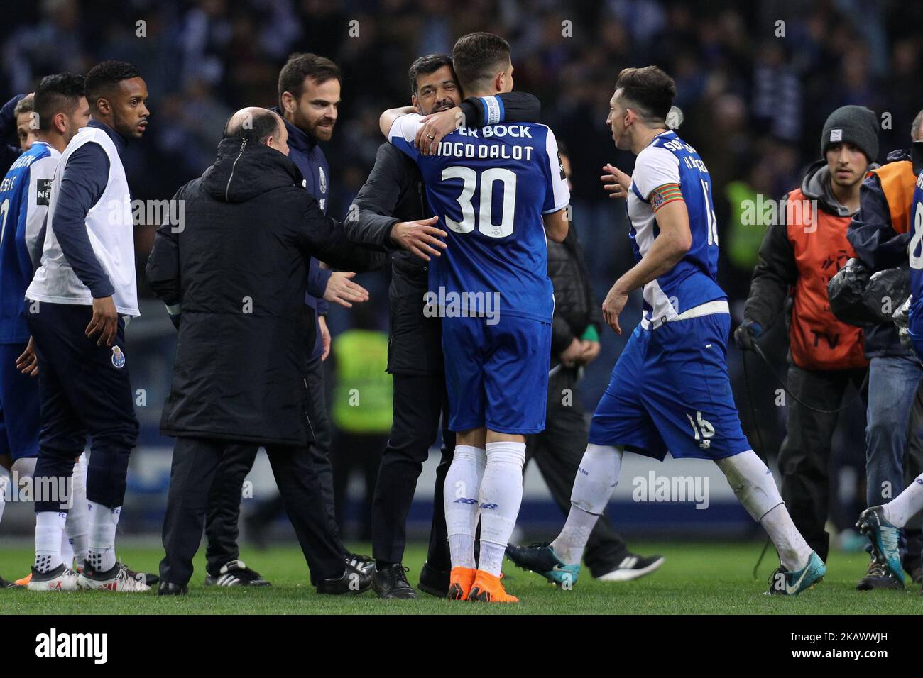 FC Porto defender Diogo Dalot celebrates their victory with