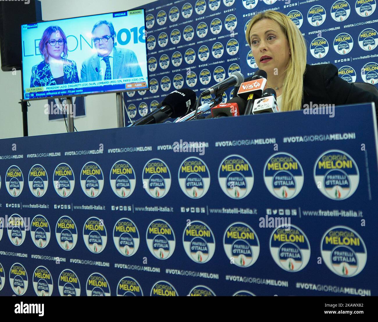 Meloni Fratelli d'Italia during conference postelection 2018