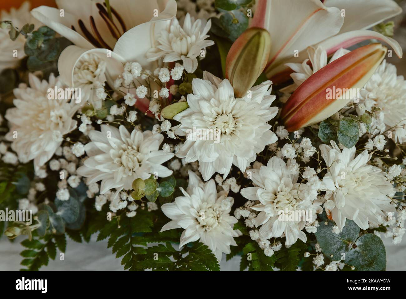 A closeup shot of Chrysanthemum grandiflorum flowers bouquet Stock Photo