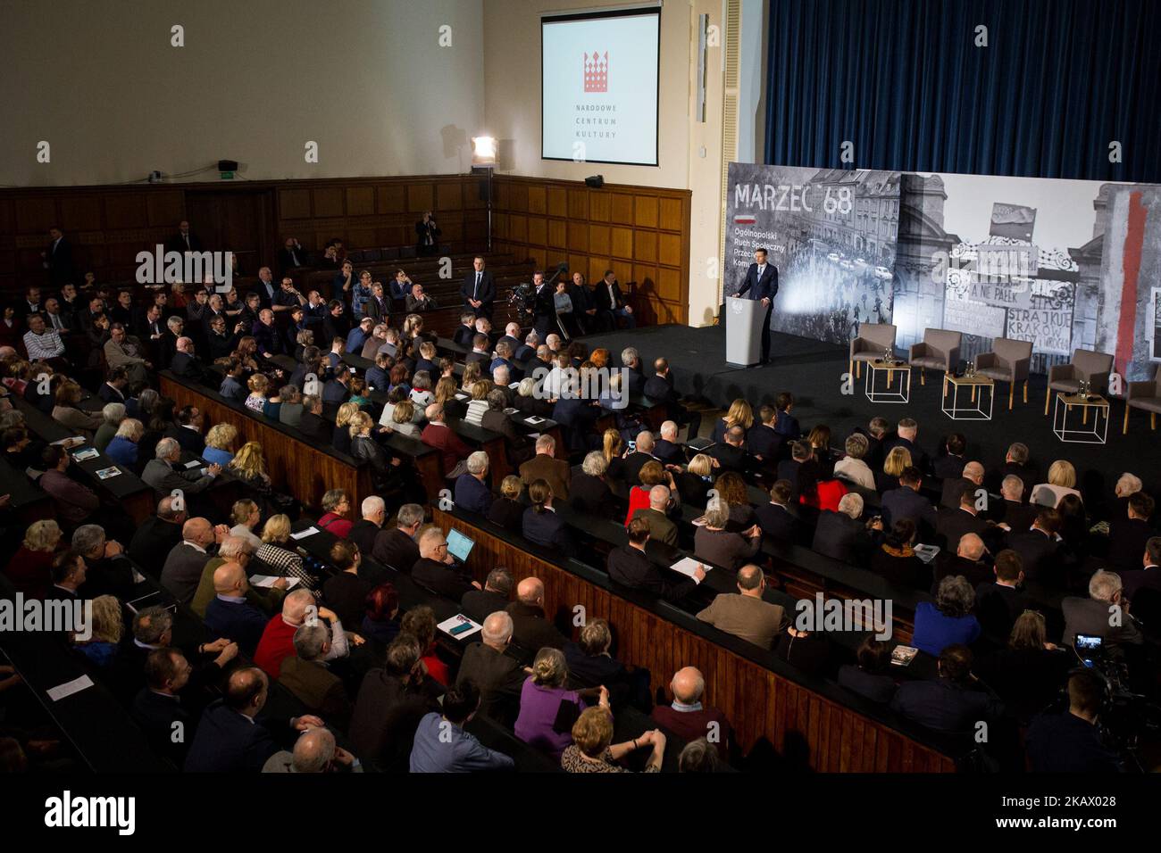 Debate about 'March 1968' (1968 Polish political crisis) at University of Warsaw, in Warsaw, Poland on 7 March 2018 (Photo by Mateusz Wlodarczyk/NurPhoto) Stock Photo