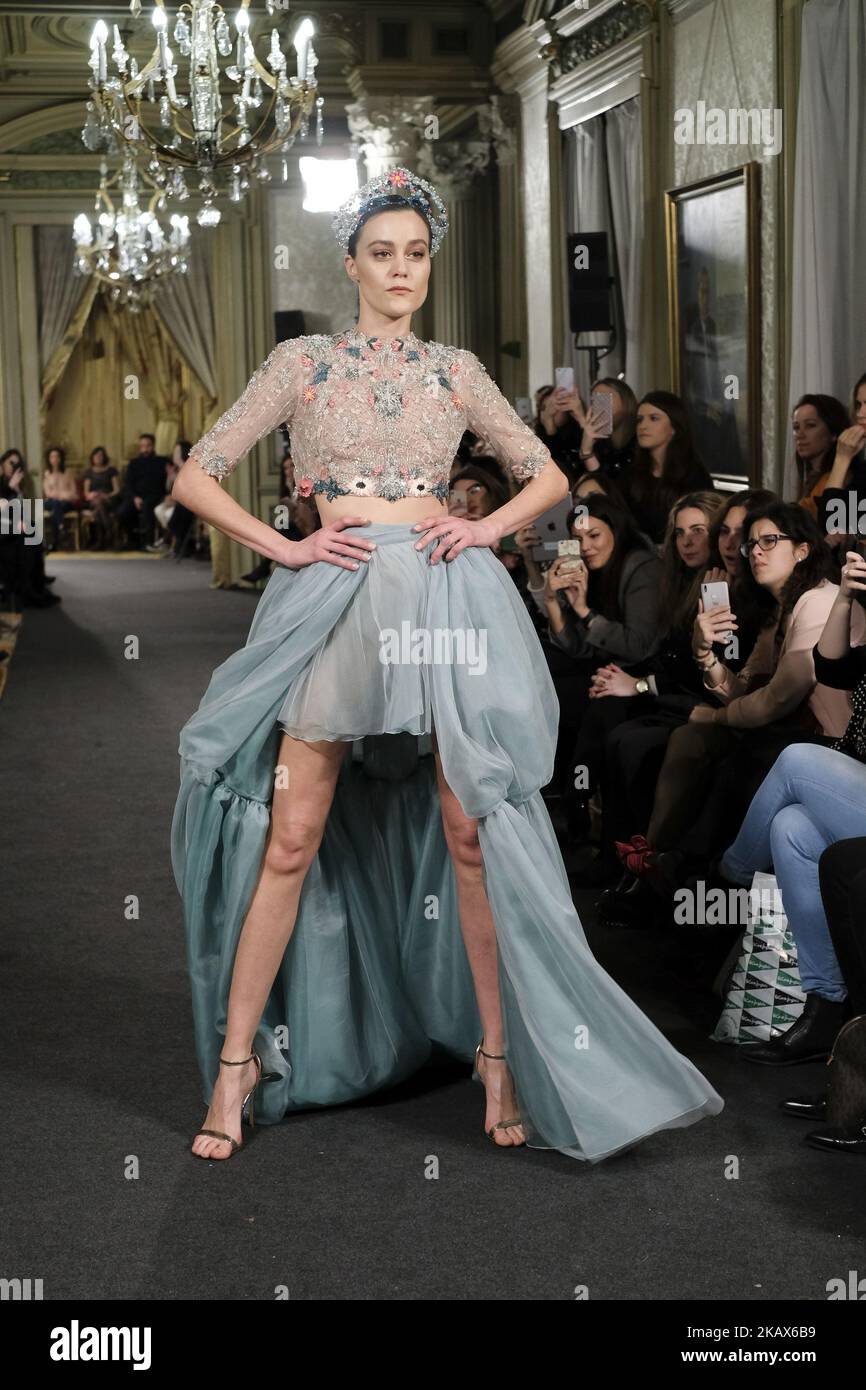 A Model shows a ALICIA RUEDA design during fashion week ATELIER