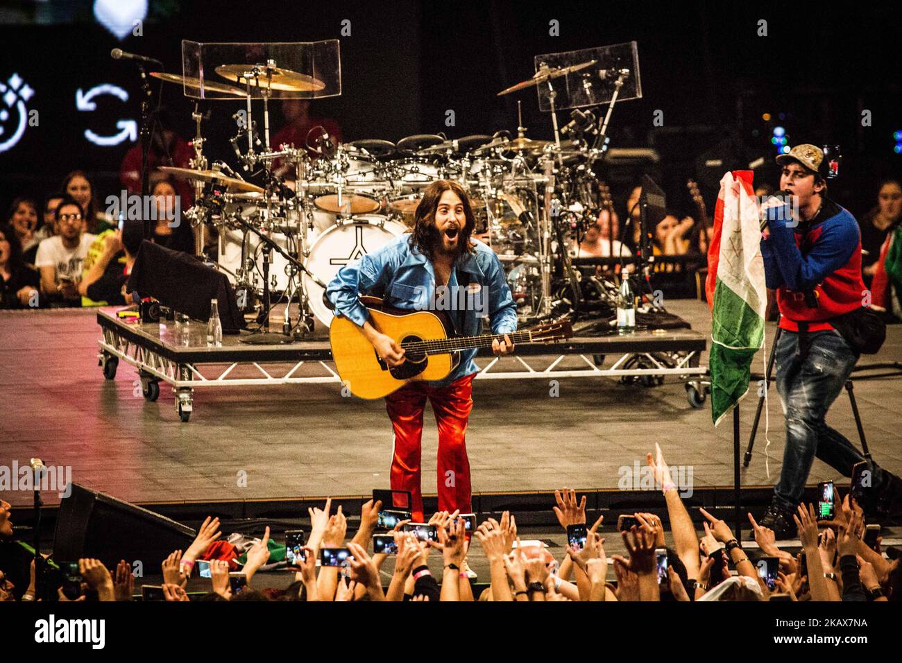 Jared Leto of the american rock band Thirty Seconds To Mars performing live at Unipol Arena in Bologna, Italy on March 17, 2018. (Photo by Roberto Finizio/NurPhoto) Stock Photo