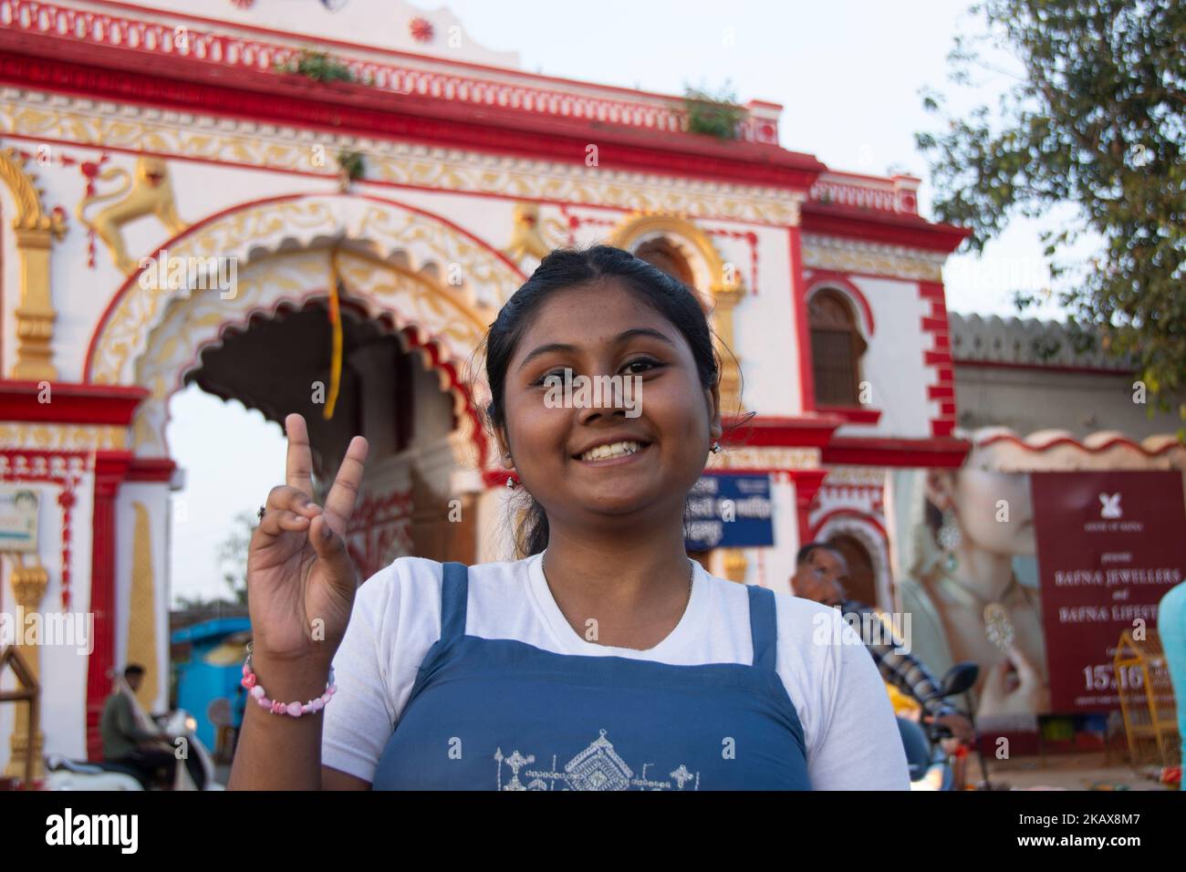 a teenage girl visit to danteshwari temple jagdalpur Stock Photo