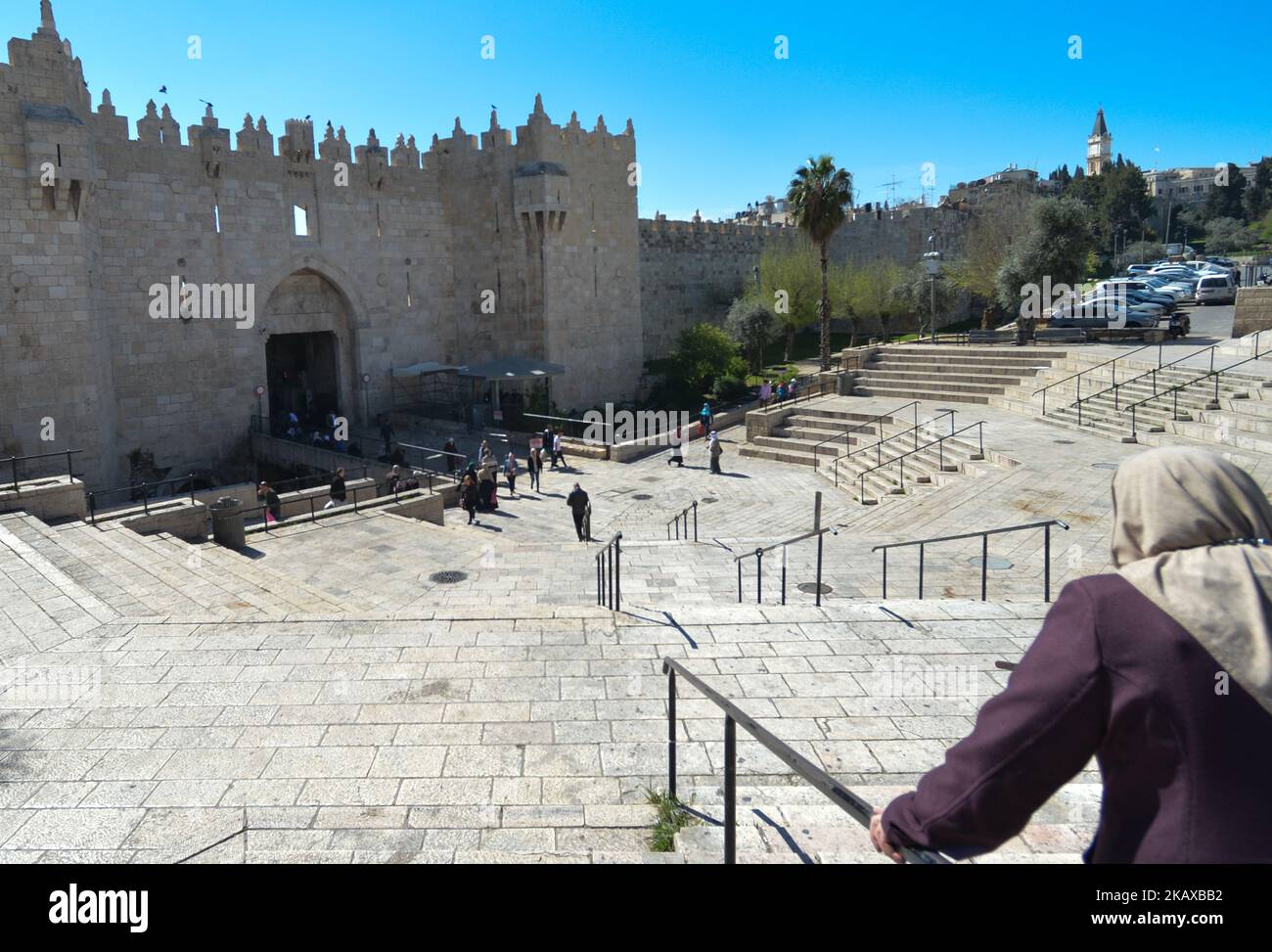 A view of the Damascus Gate, one of many entrance gates to the Old City