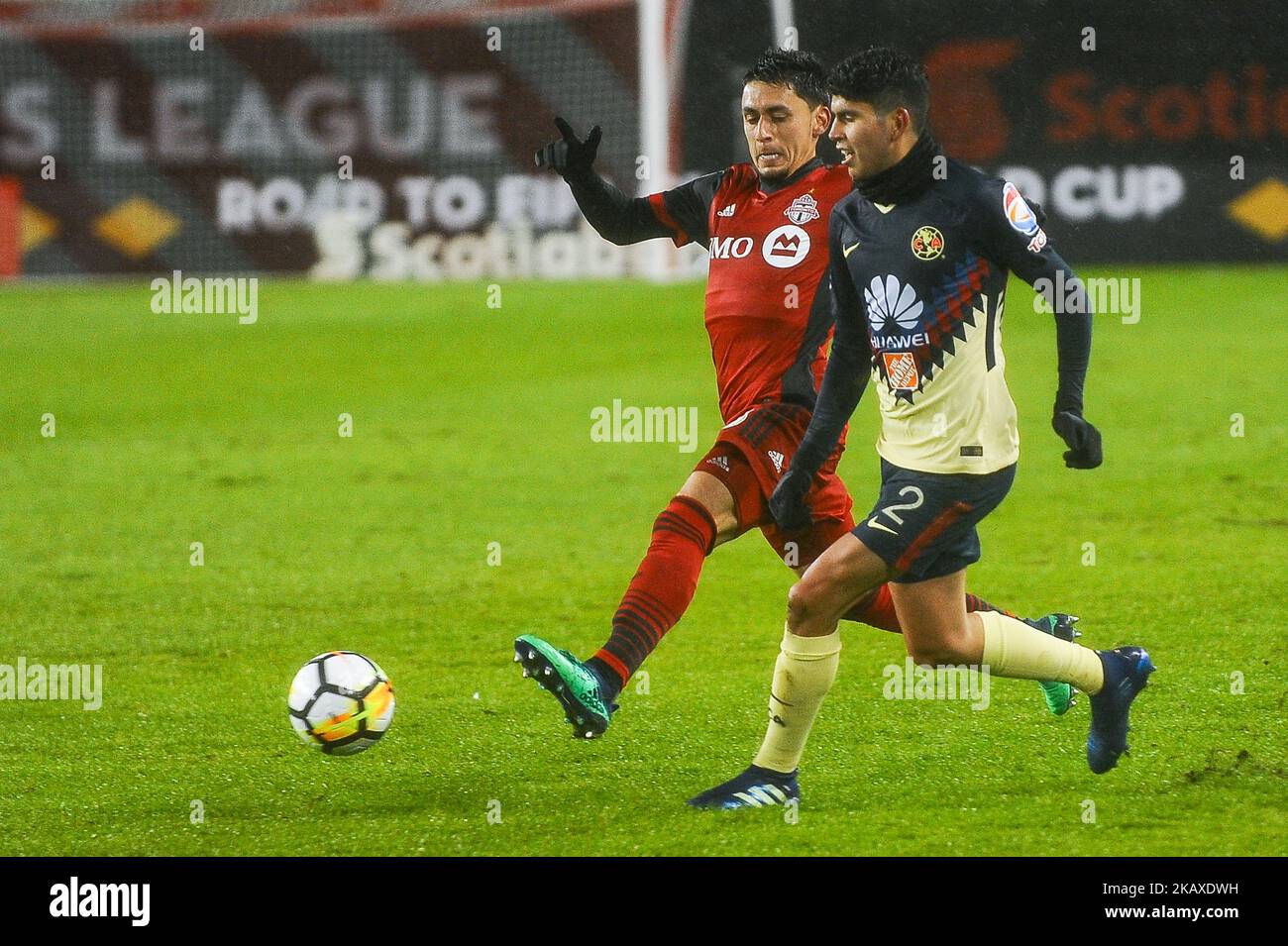 Oribe Peralta of Club America reacts during 2018 CONCACAF Champions League – Semifinals, Leg 1 match between Toronto FC and Club America at BMO Field Stadium in Toronto, Canada, on April 3, 2018. (Photo by Anatoliy Cherkasov/NurPhoto) Stock Photo