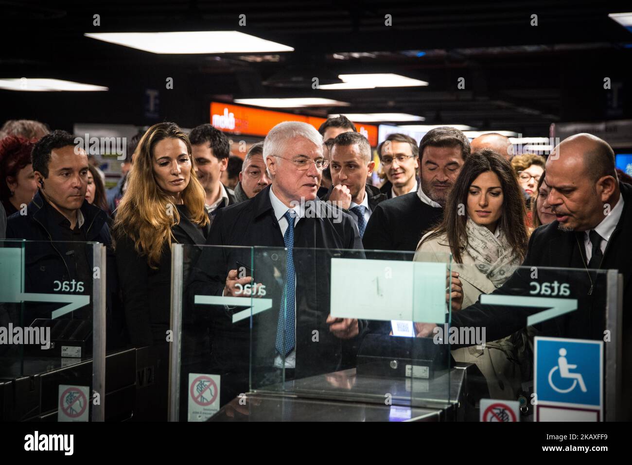 The Mayor of Rome Virgina Raggi and the ATAC President Paolo Simioni ...