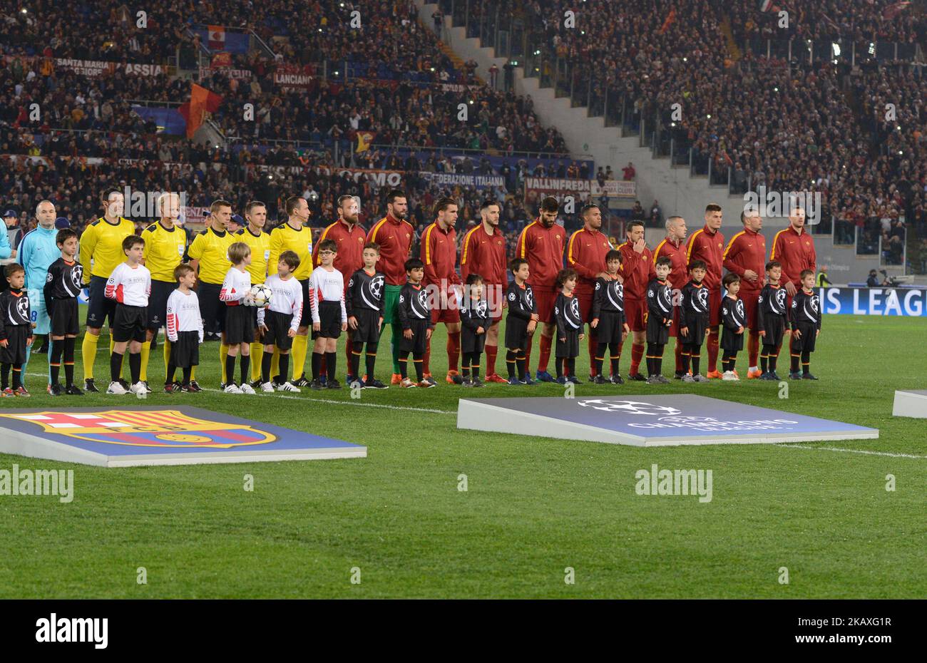 the UEFA Champions League quarter final match between AS Roma and FC Barcelona at the Olympic stadium on April 10, 2018 in Rome, Italy. (Photo by Silvia Lore/NurPhoto) Stock Photo