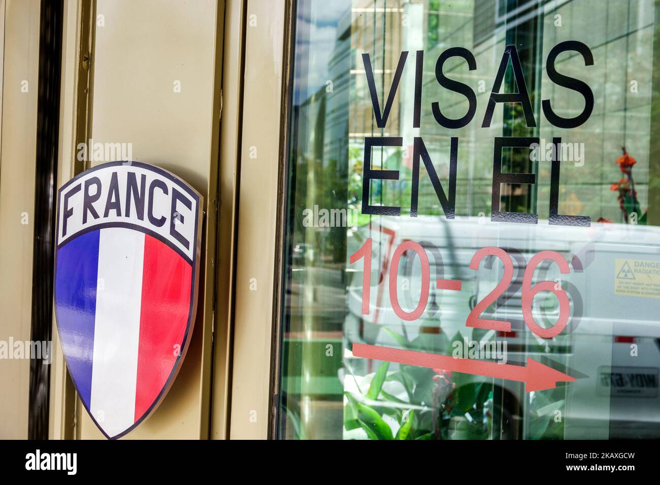Bogota Colombia,El Chico Calle 93,French France Embassy Visa Visas request requests outside exterior front entrance,Colombian Colombians Hispanic Hisp Stock Photo