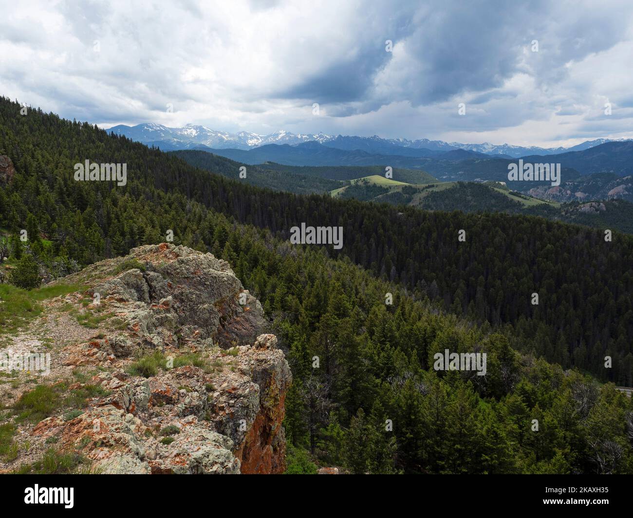Snow covered mountains of the Absaroka Range from the Dead Indian