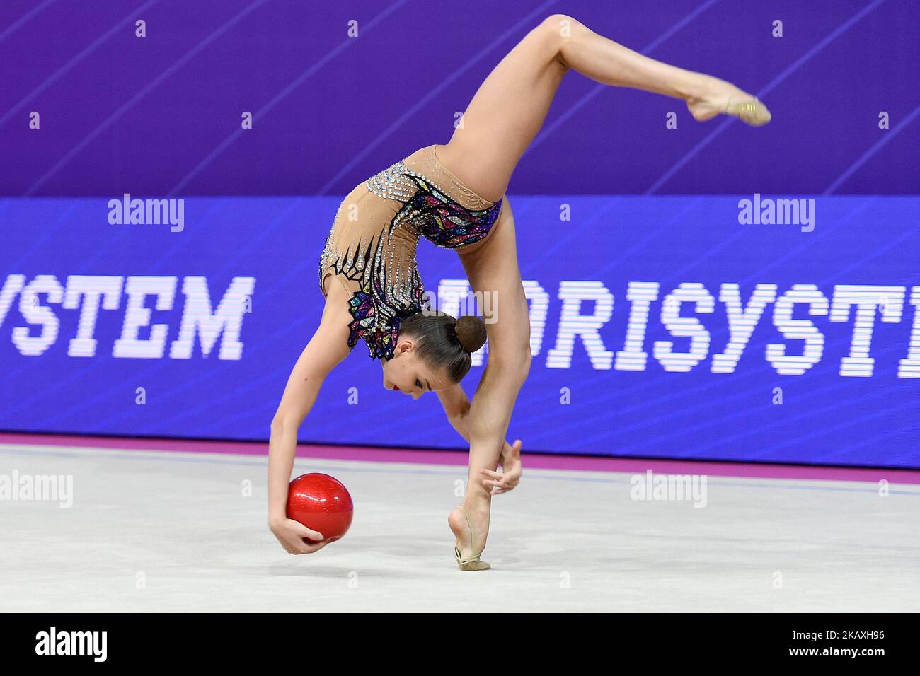 Rhythmic gymnast Dina Averina of Russia performs her ball routine ...