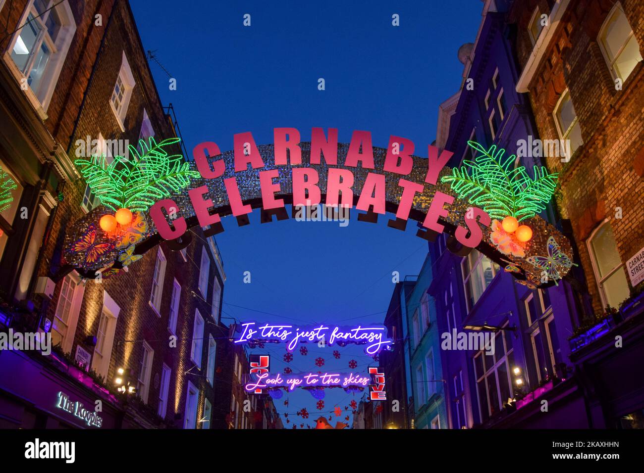London, UK. 3rd November 2022. Christmas decorations have been unveiled in London's iconic Carnaby Street. Credit: Vuk Valcic/Alamy Live News Stock Photo