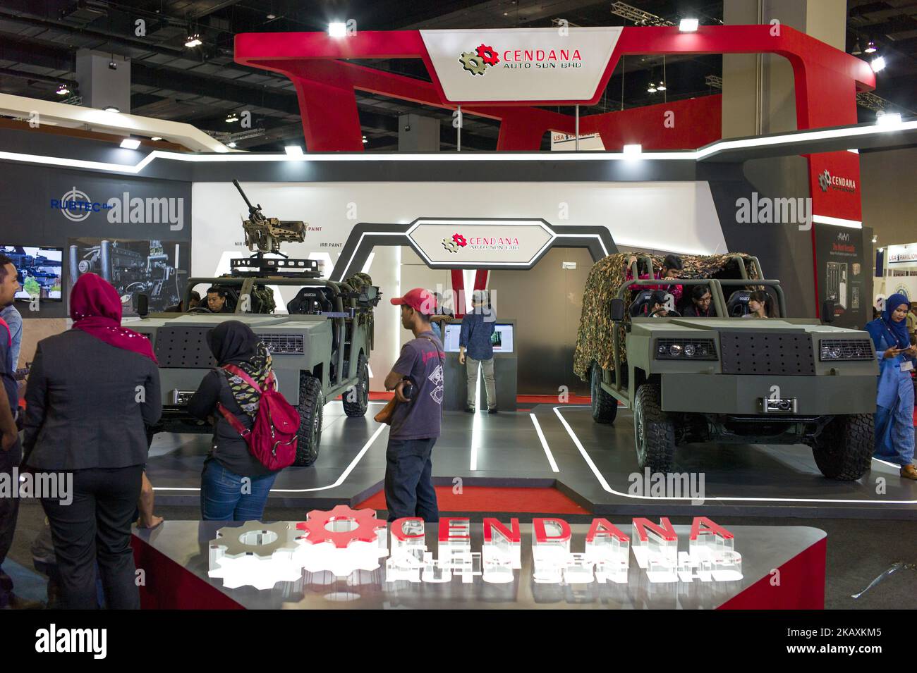 An exhibition booth of Cendana Auto is seen during the Defence Services