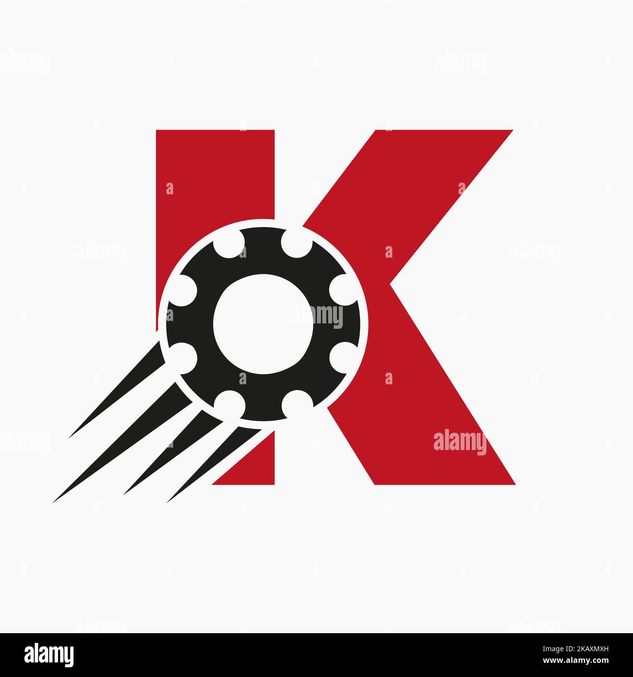Letter K Gear Cogwheel Logo. Automotive Industrial Icon, Gear Logo, Car Repair Symbol Stock
