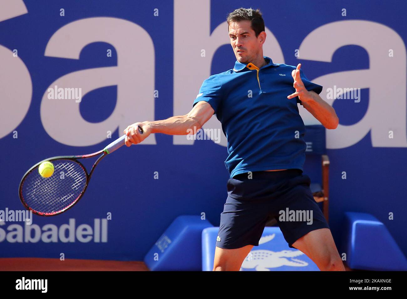 Guillermo Garcia Lopez during the match between Rafa Nadal during the Barcelona Open Banc Sabadell, on 26th April 2018 in Barcelona, Spain. -- (Photo by Urbanandsport/NurPhoto) Stock Photo