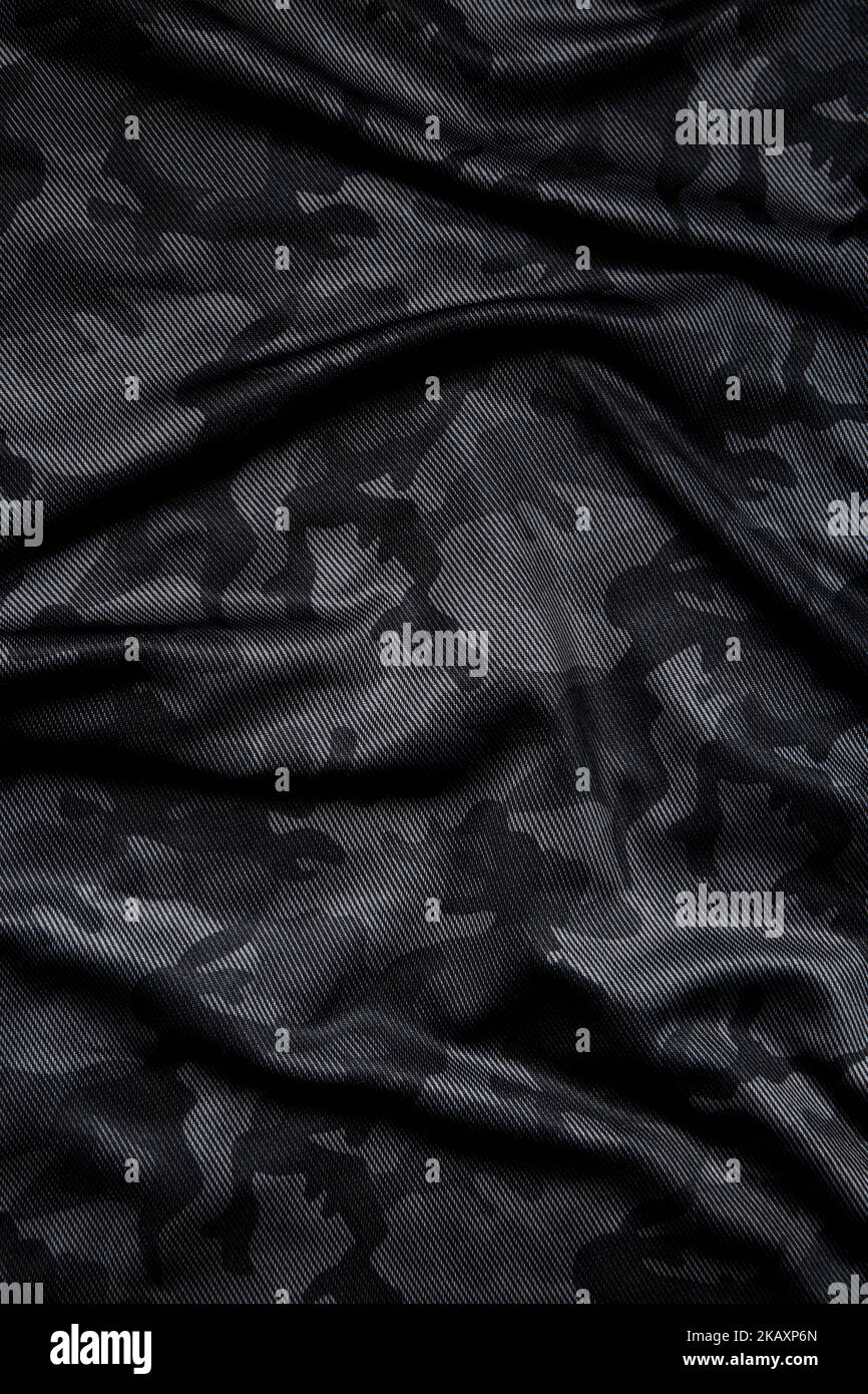 Camouflage pattern. Trendy dark gray camouflage fabric. Military ...