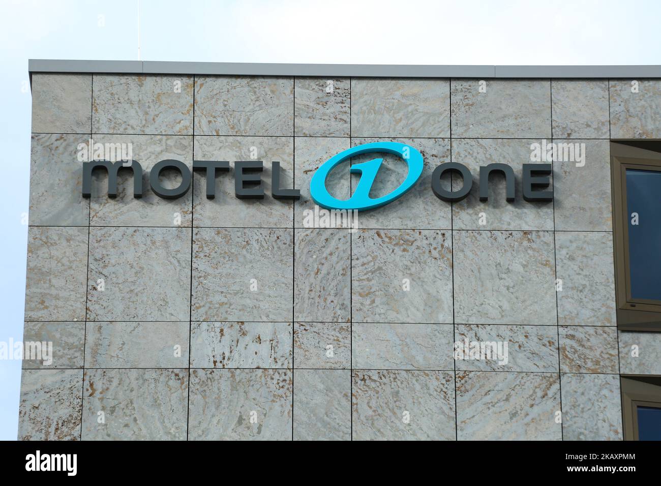 The logo of the German lowbudget hotel chain Motel One is seen in