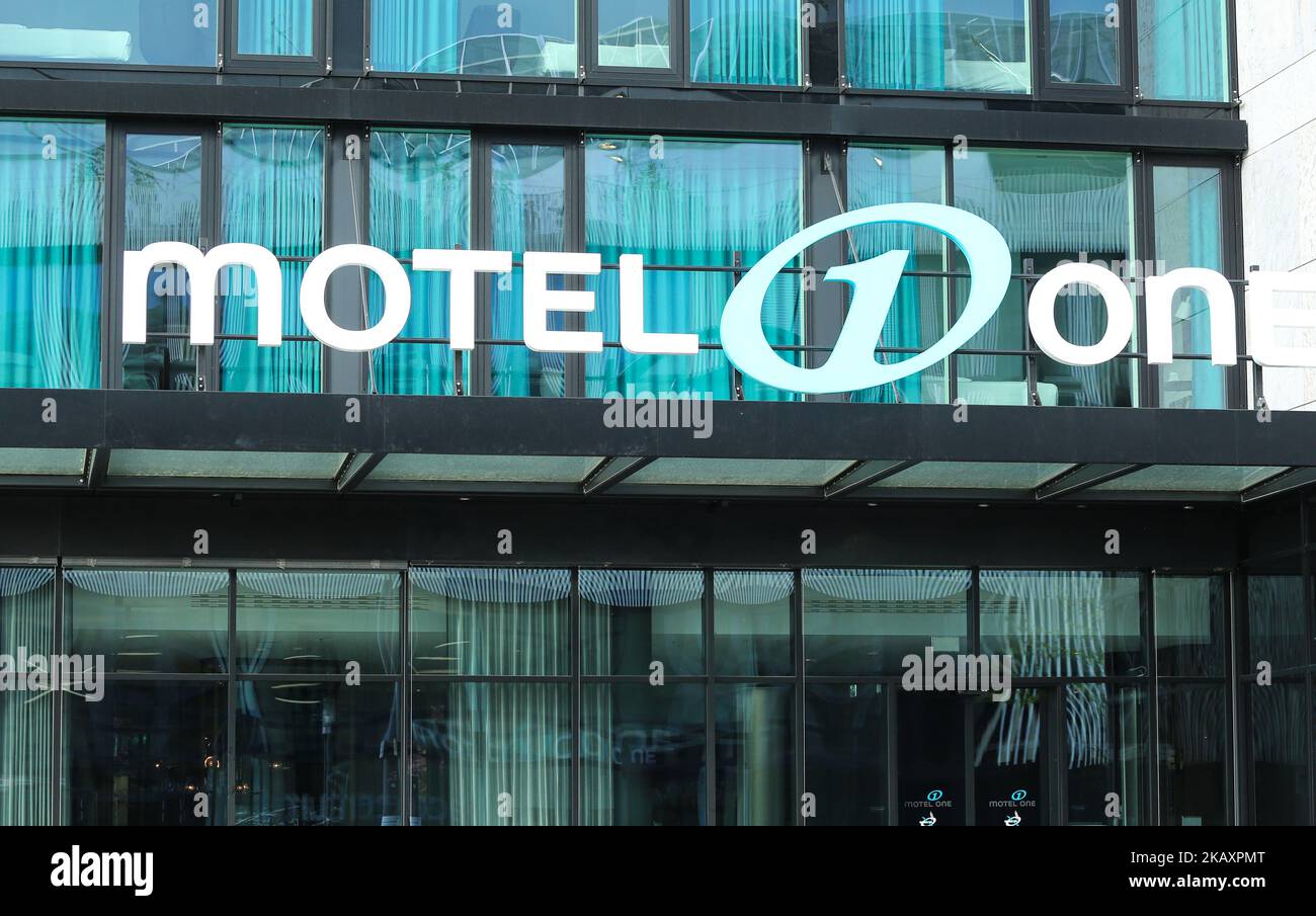 The logo of the German lowbudget hotel chain Motel One is seen in