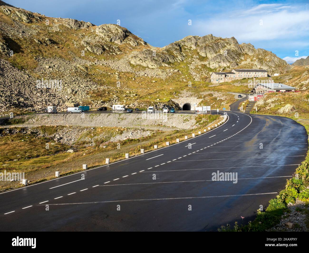 Top of Sustenpass, swiss mountain pass, Switzerland Stock Photo